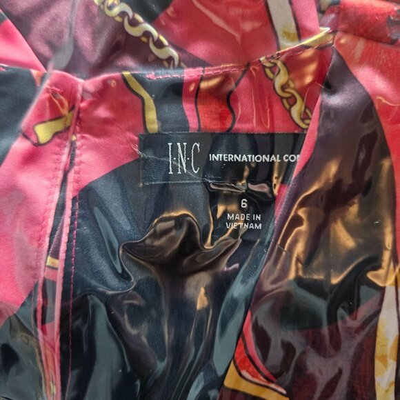 INC Women’s Twist Blouse Pink Print 6 Maximalist Power Top Night Out Bold - Picture 13 of 13